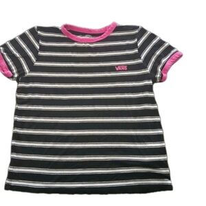 Vans Skater Striped Black/Pink Shirt Juniors  SMALL
